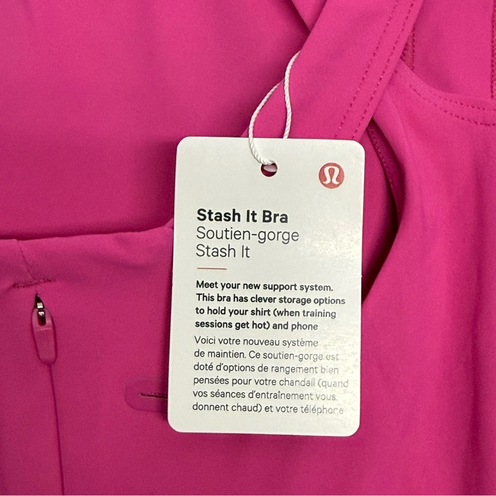 Lululemon Stash It Bra *Medium Support, B/C Cup Sonic Pink Size 6 NWT - Picture 5 of 6